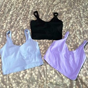 3 lululemon align crop tanks, size 6, lightly worn with no stains or piling!